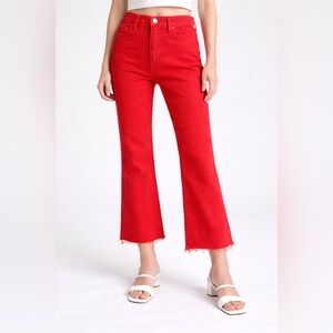 MOTHER The Hustler Ankle Fray Red The Devil May Care Stretch Cropped Jeans 29